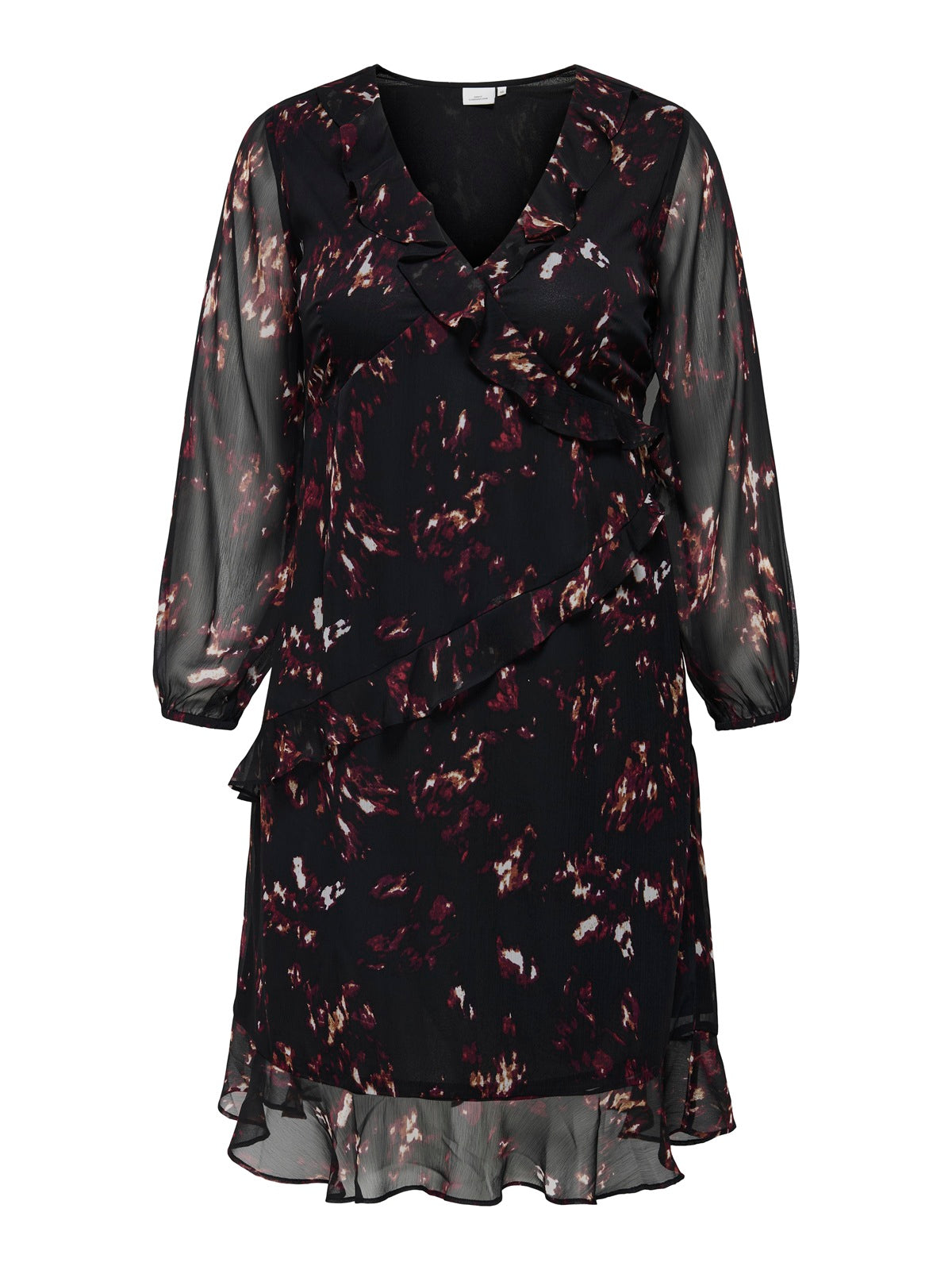 ONLY CARMAKOMA CARINDIGO LIFE LS CALF DRESS AOP BF