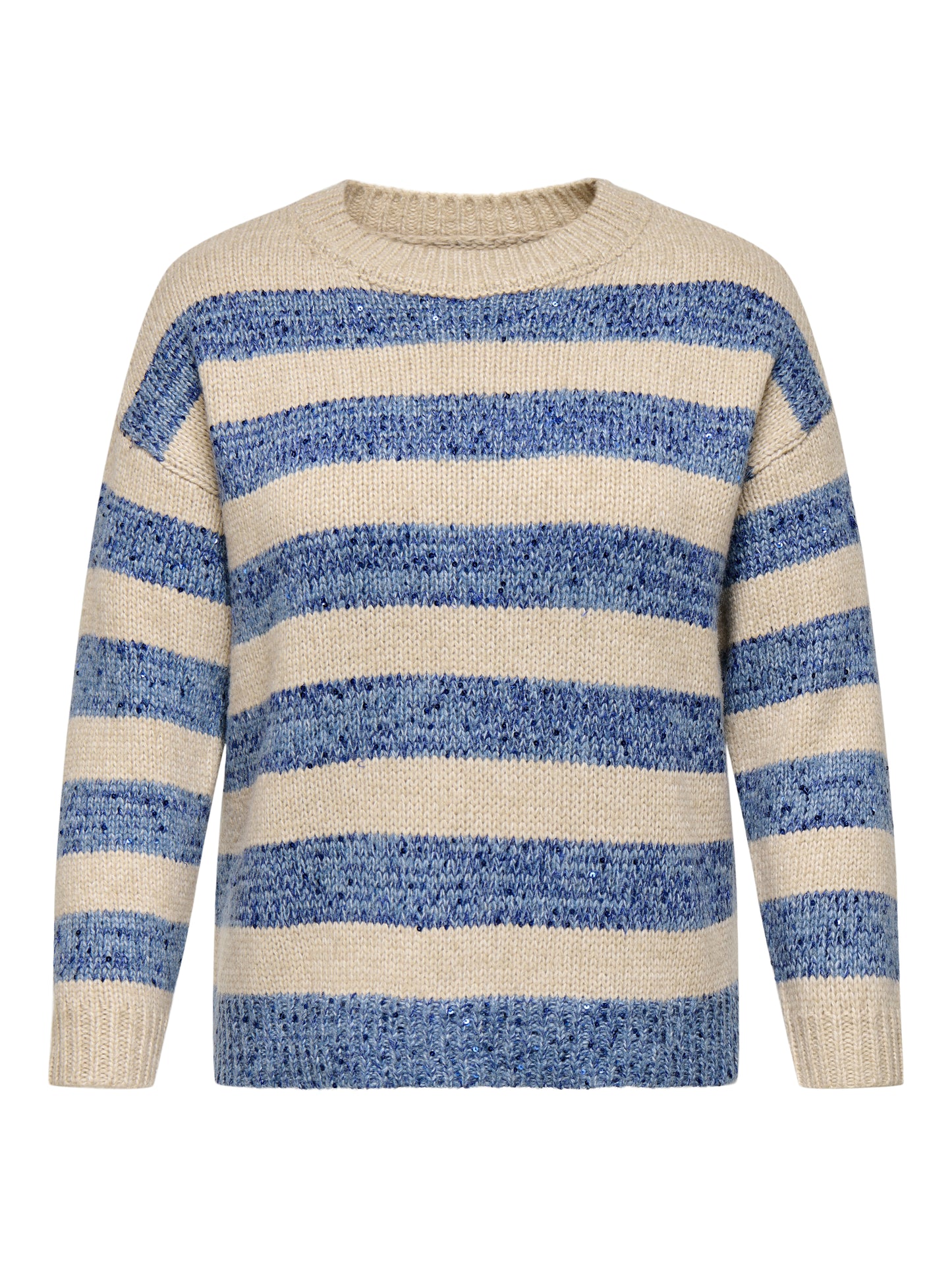 ONLY CARMAKOMA CARDUNDEE LIFE LS SEQ STRIPE O-NECK KNT