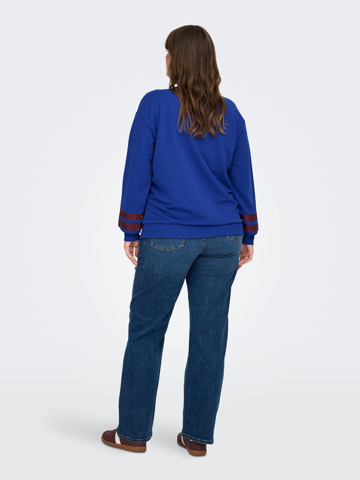 ONLY CARMAKOMA CARBEN L/S O-NECK SWEAT JRS BLAUW