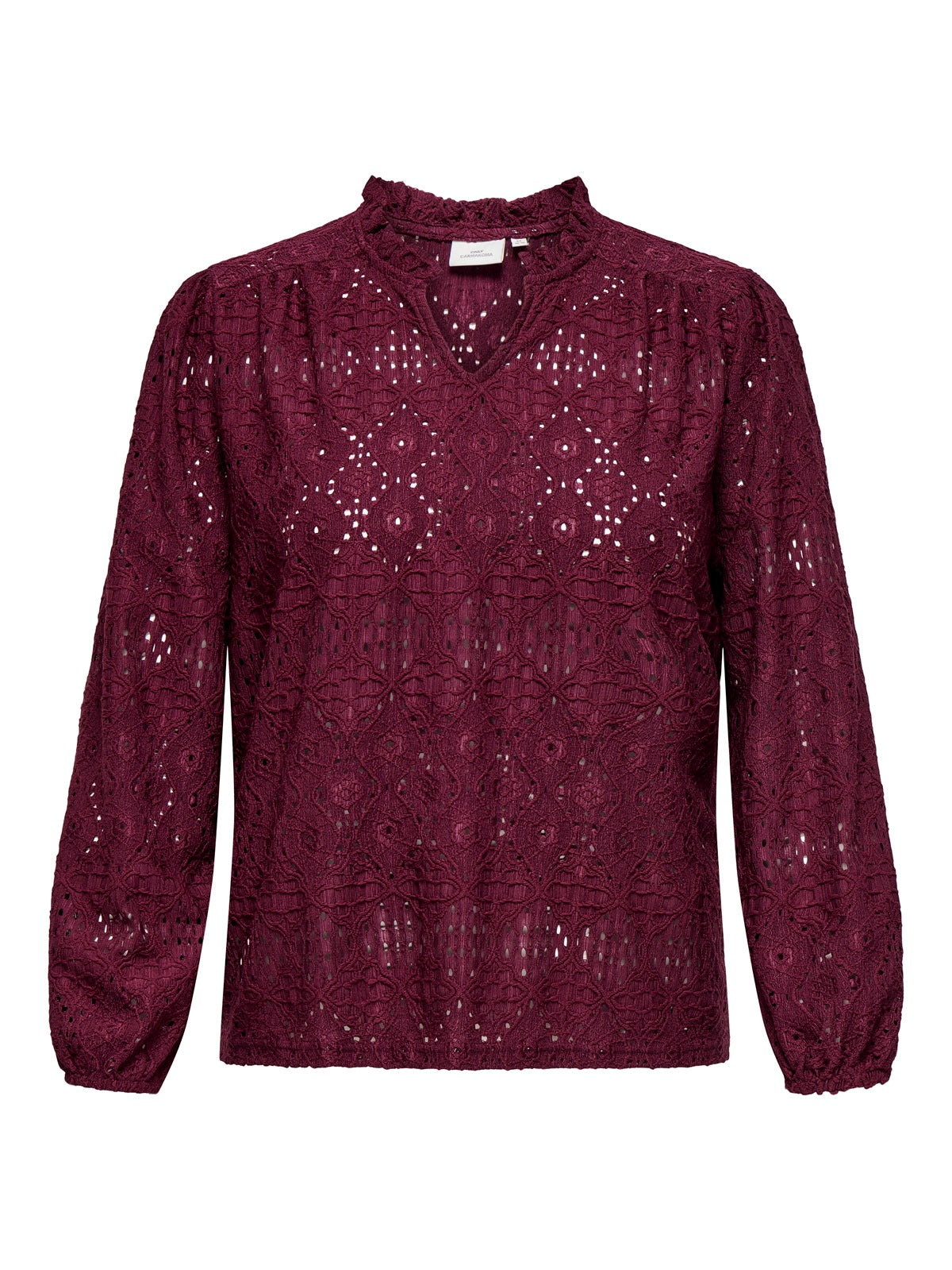 ONLY CARMAKOMA  CARLUZIA L/S V-NECK BLOUSE JRS ROOD