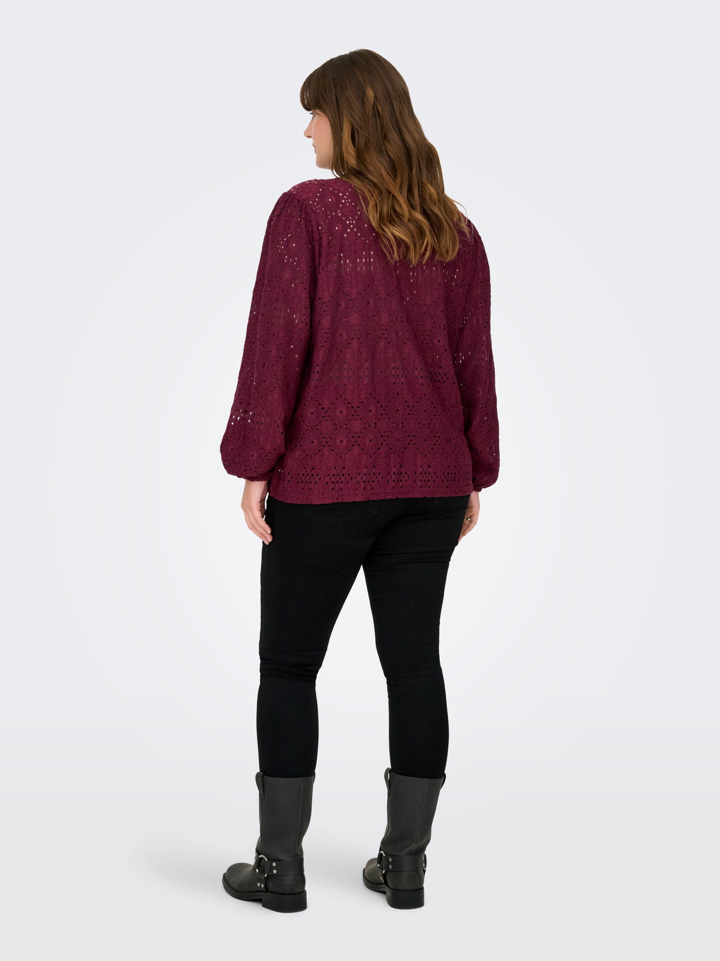 ONLY CARMAKOMA  CARLUZIA L/S V-NECK BLOUSE JRS ROOD