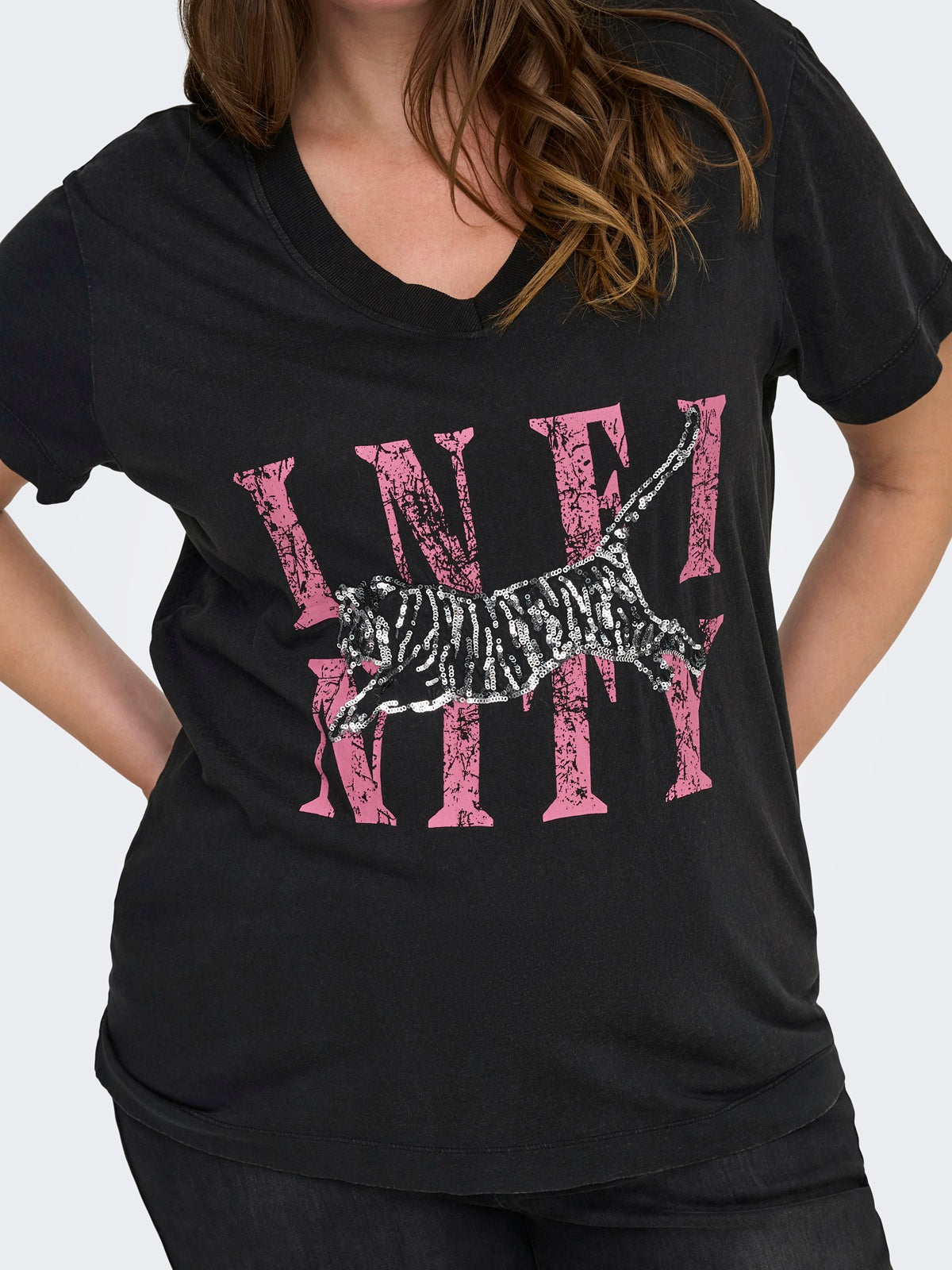 ONLY CARMAKOMA  CARMILLE LIFE S/S V-NECK REG TEE JRS