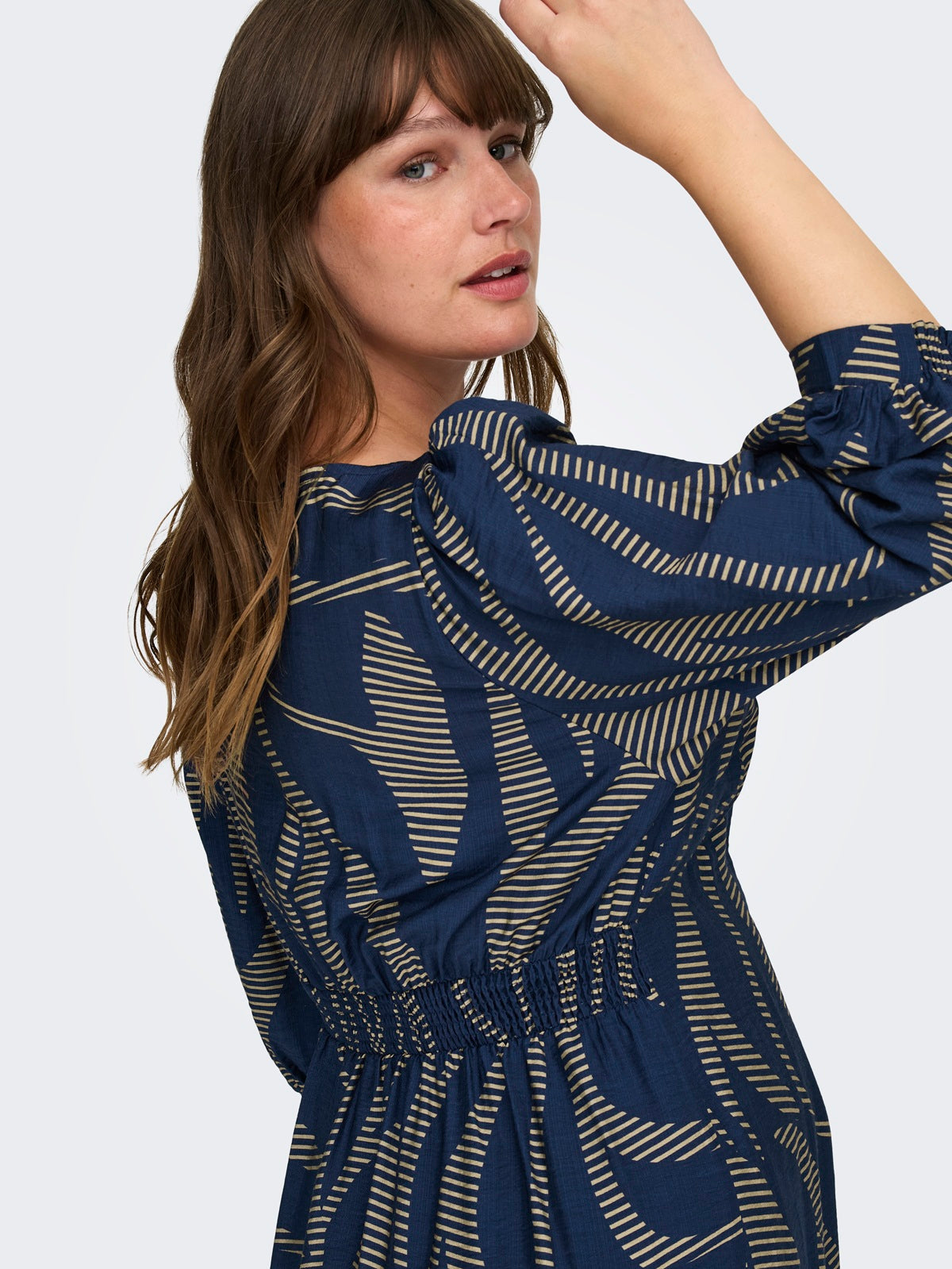 ONLY CARMAKOMA CARFANNIL 3/4 CALF SMOCK DRESS AOP