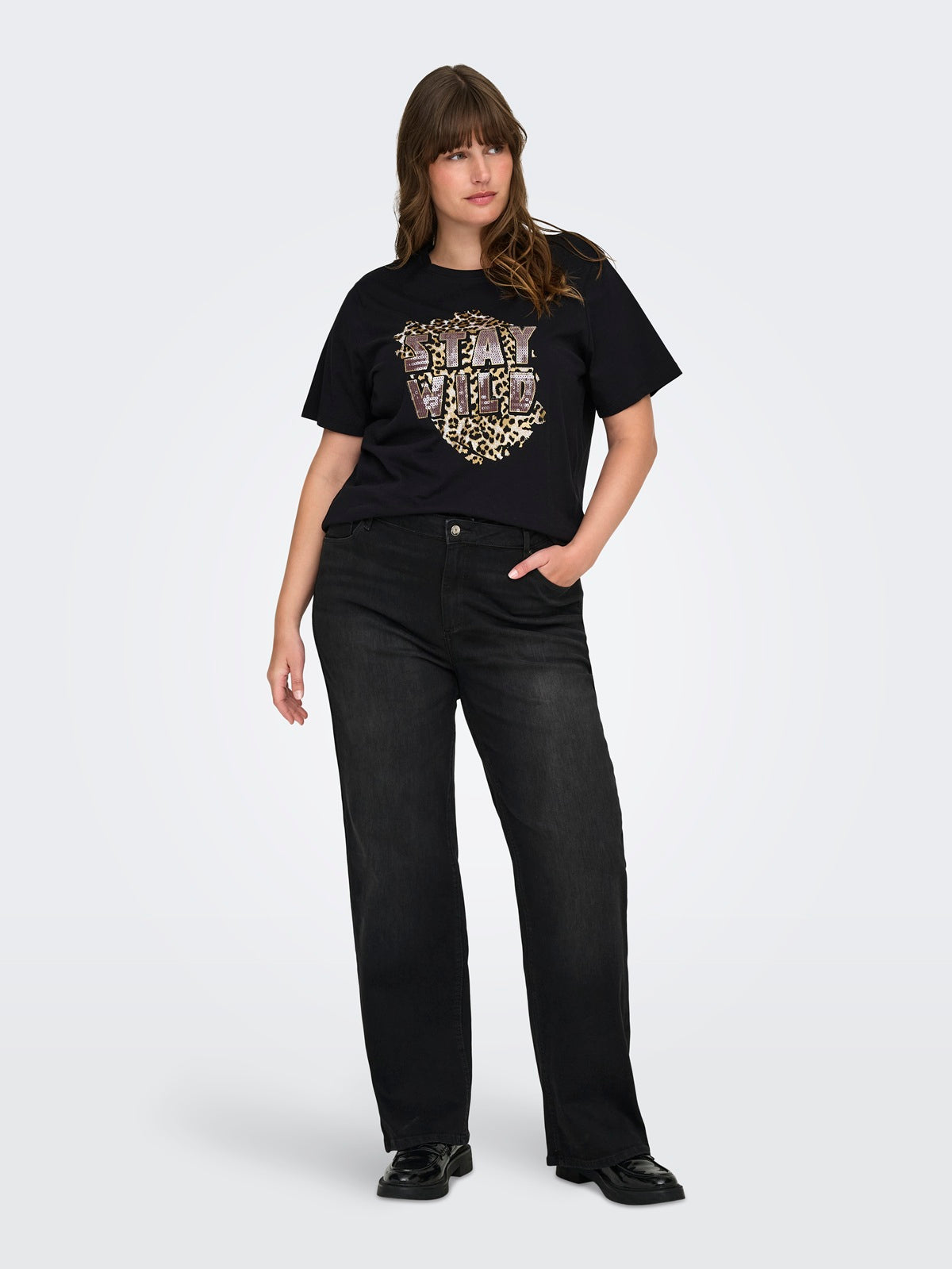 ONLY CARMAKOMA  CARCHRISTA S/S O-NECK JEANS FIT TEE JRS