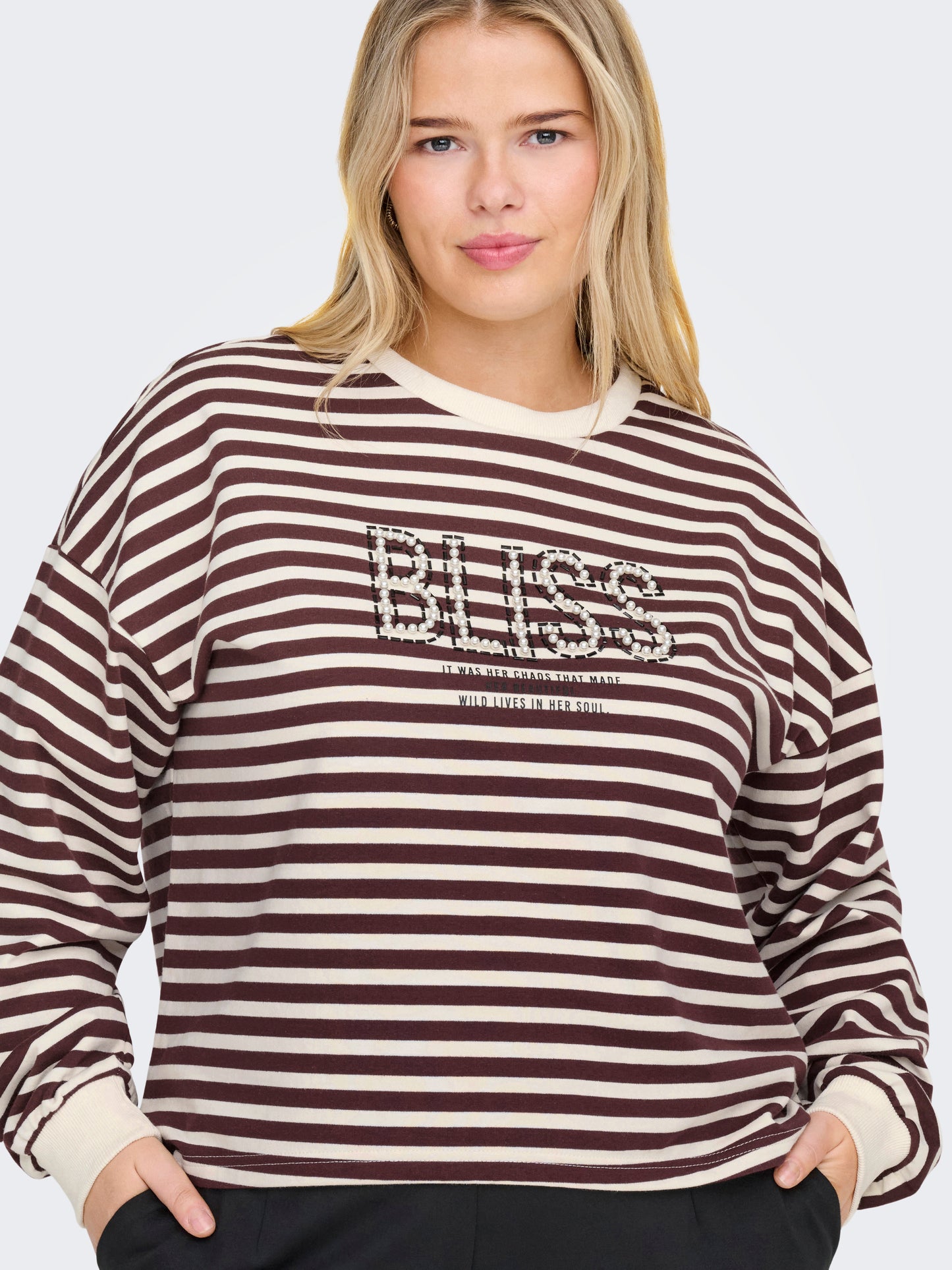 ONLY CARMAKOMA  CARLIZA L/S PEARL PRINT BOX SWT JRS