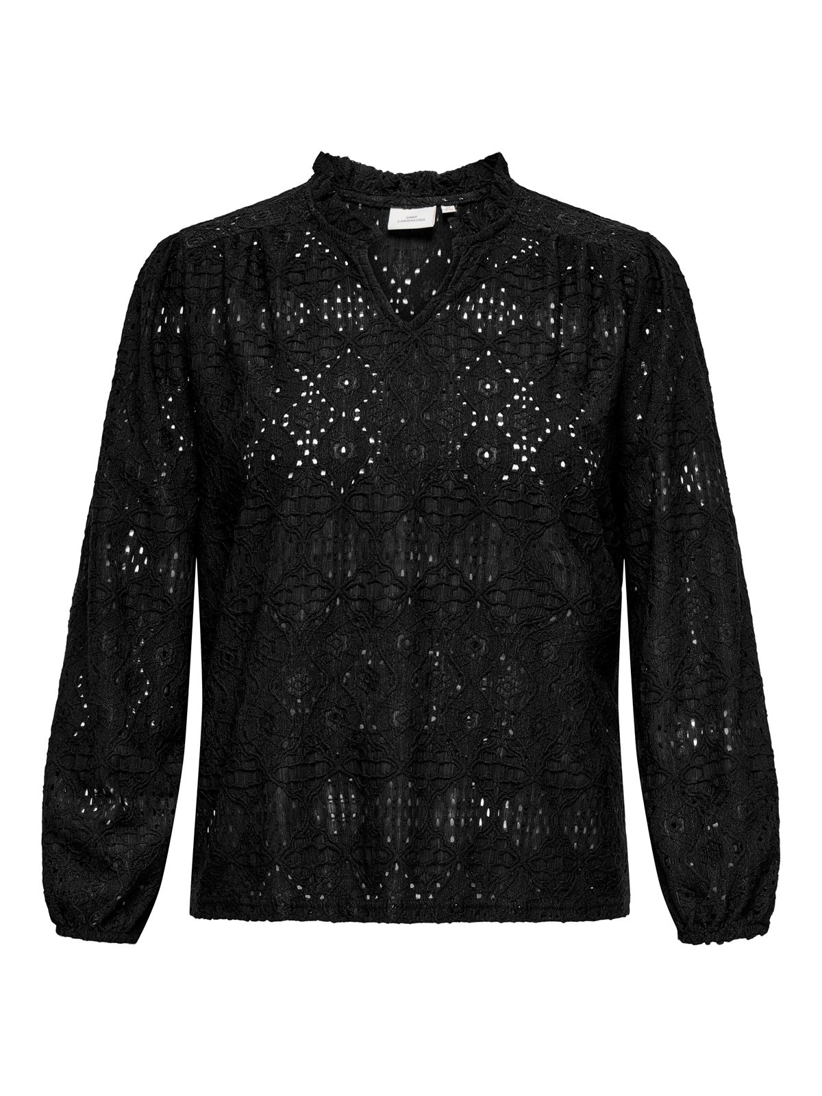 ONLY CARMAKOMA  CARLUZIA L/S V-NECK BLOUSE JRS ZWART