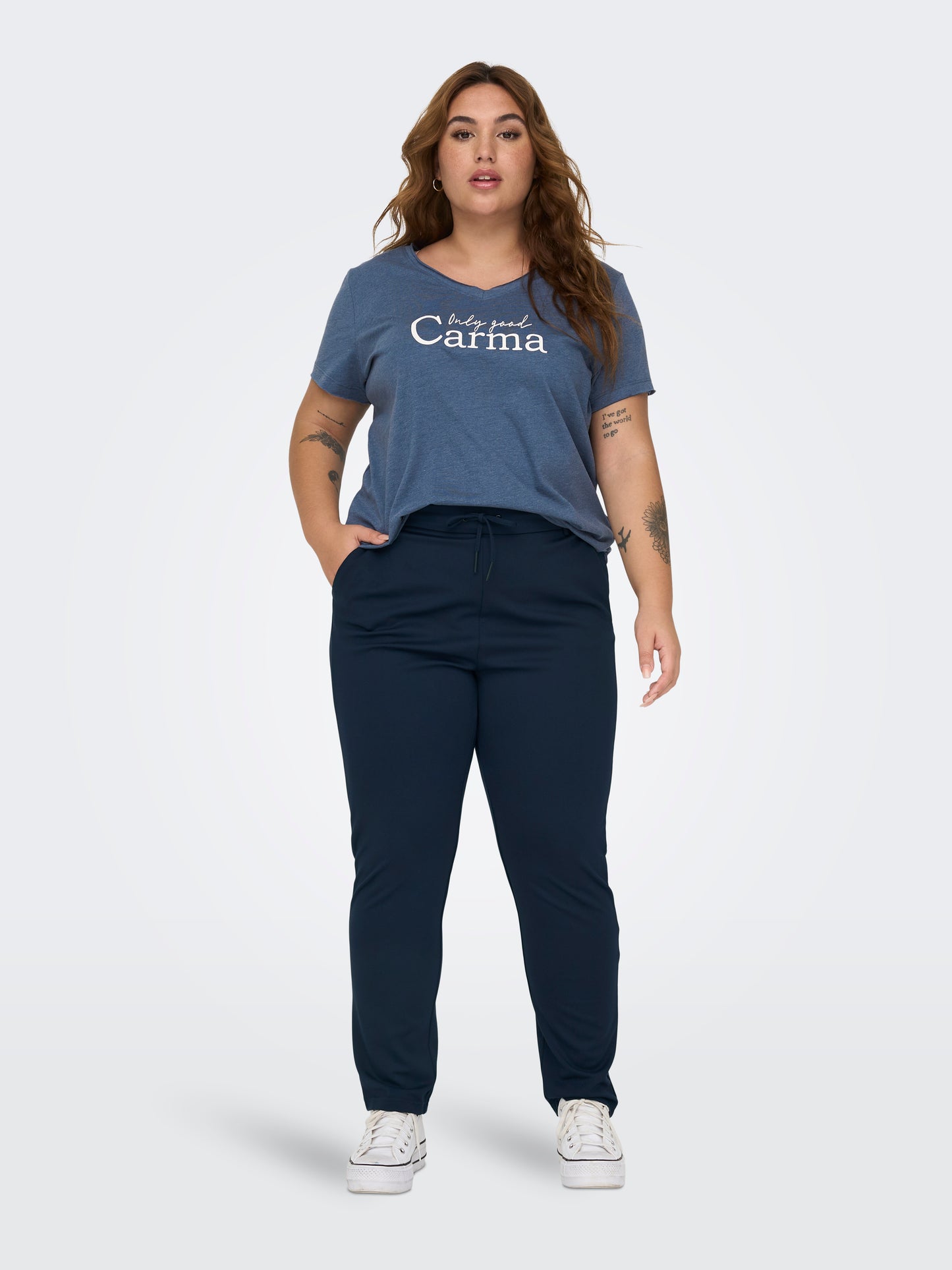 ONLY CARMAKOMA CARGOLDTRASH LIFE CLASSIC PANT BLAUW