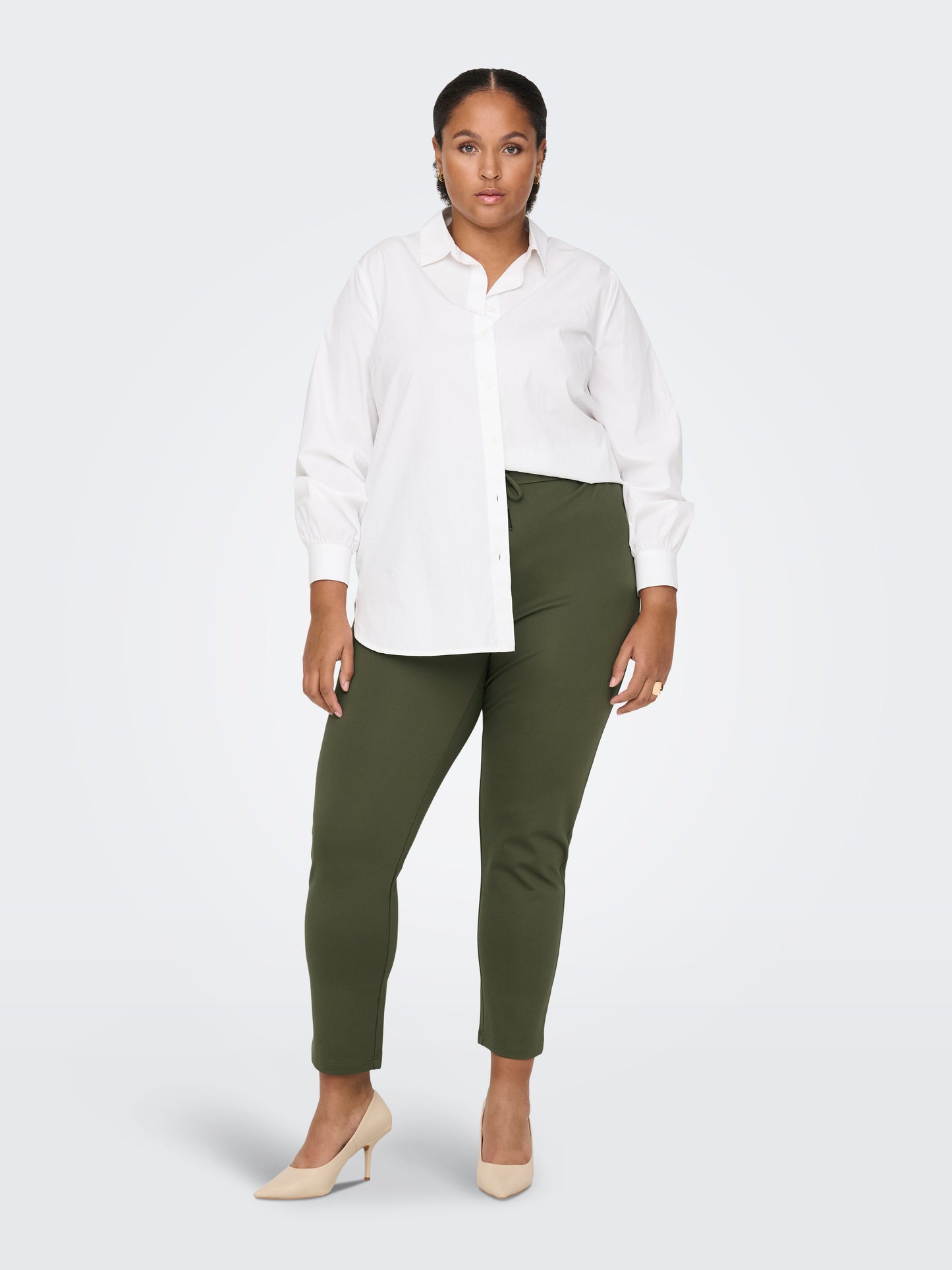 ONLY CARMAKOMA CARGOLDTRASH LIFE CLASSIC PANT OLIJFGROEN