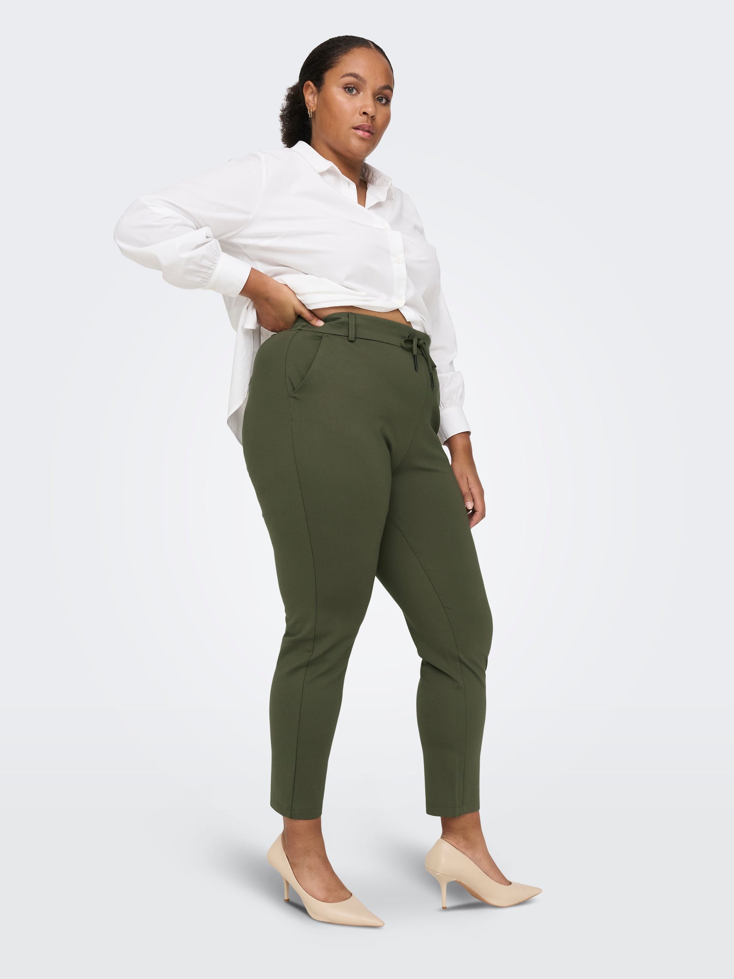 ONLY CARMAKOMA CARGOLDTRASH LIFE CLASSIC PANT OLIJFGROEN