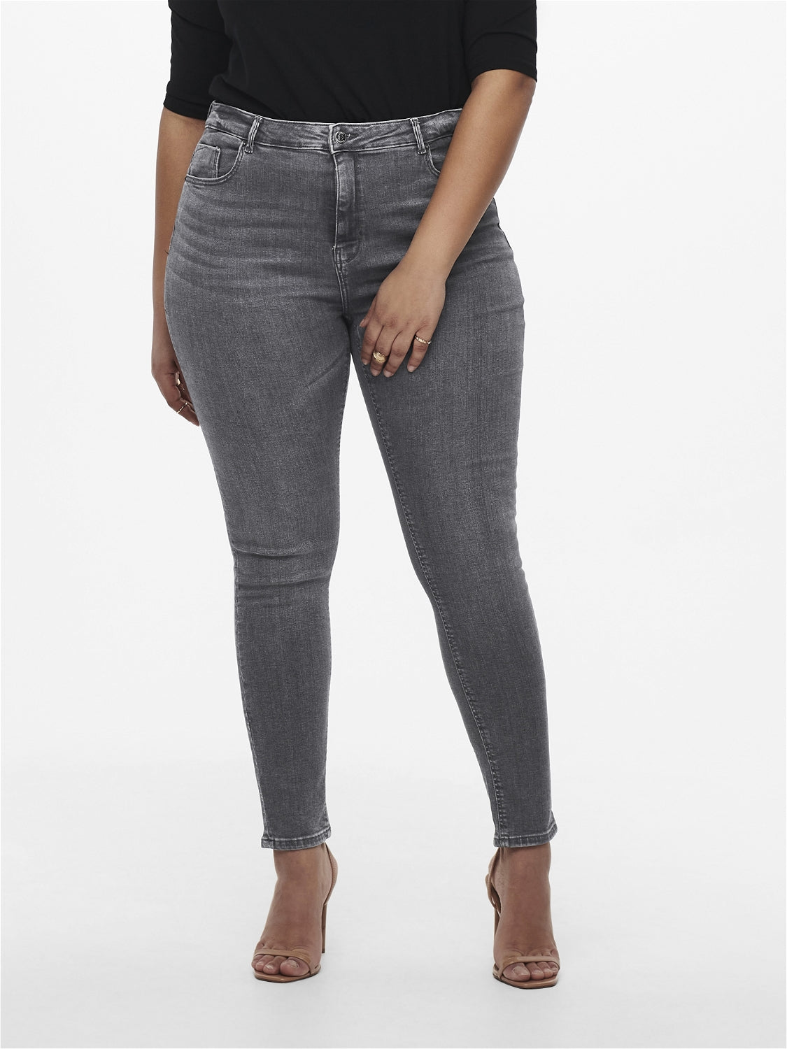 Only Carmakoma Carlaola HW SK Jeans Grijs