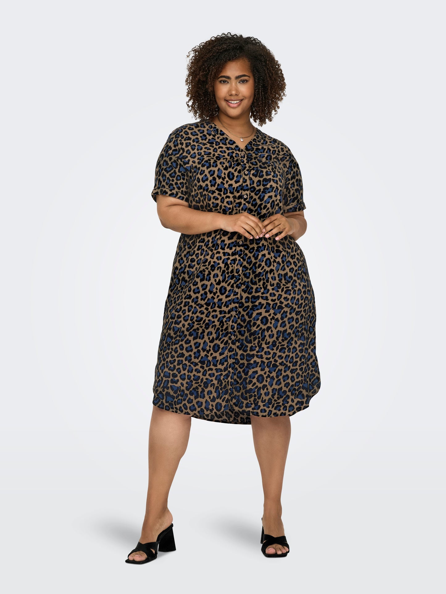 ONLY CARMAKOMA CARBABOOST LIFE S/S SHIRT DRESS DIERENPRINT