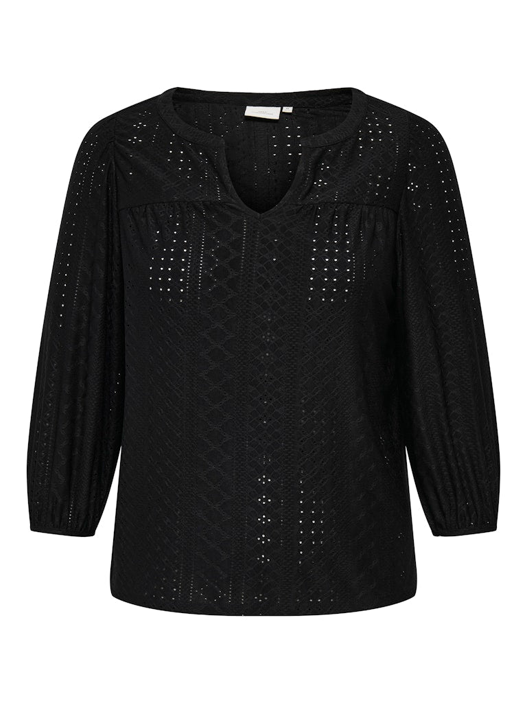 Only Carmakoma CARSANDRA 3/4 SPLIT TOP JRS zwart