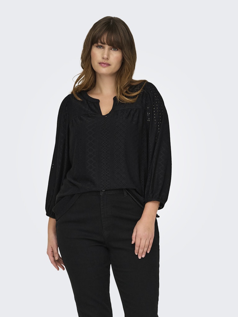 Only Carmakoma CARSANDRA 3/4 SPLIT TOP JRS zwart
