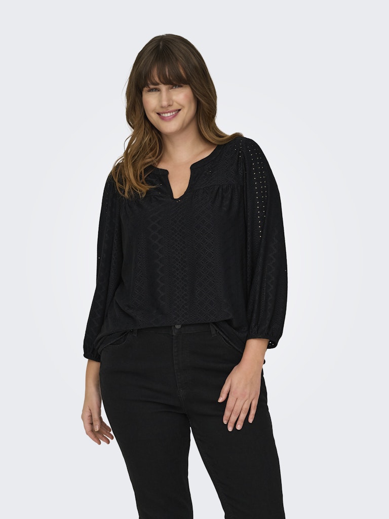 Only Carmakoma CARSANDRA 3/4 SPLIT TOP JRS zwart