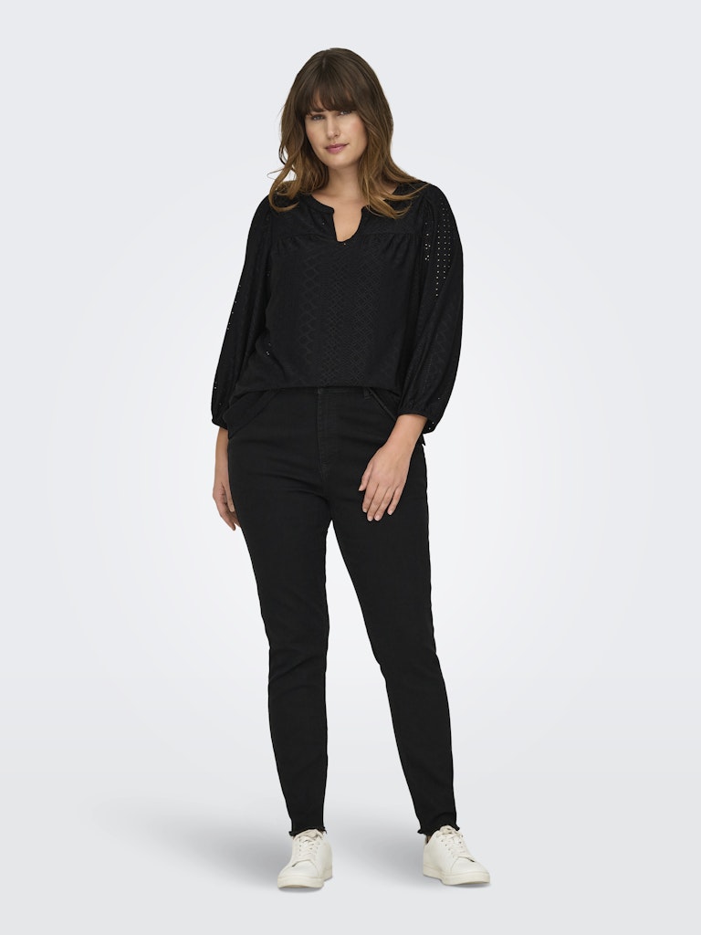 Only Carmakoma CARSANDRA 3/4 SPLIT TOP JRS zwart