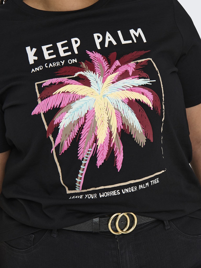 Only Carmakoma CARELLIOT LIFE S/S O-NECK JEANS TEE JRS zwart