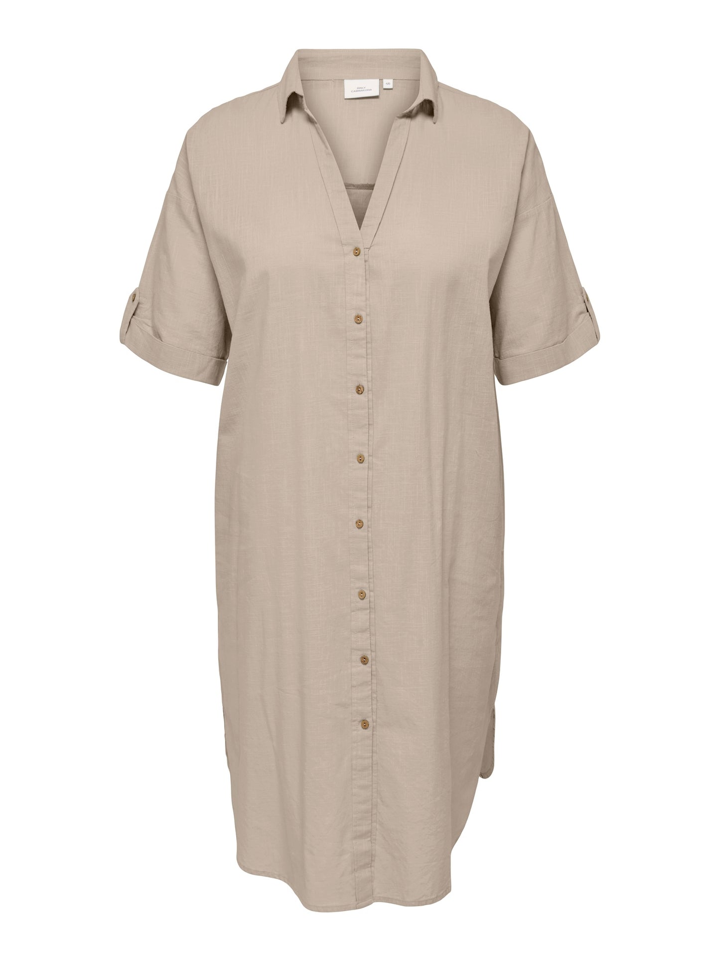 ONLY CARMAKOMA CARCOCO SS BLK SHIRT DRESS BEIGE