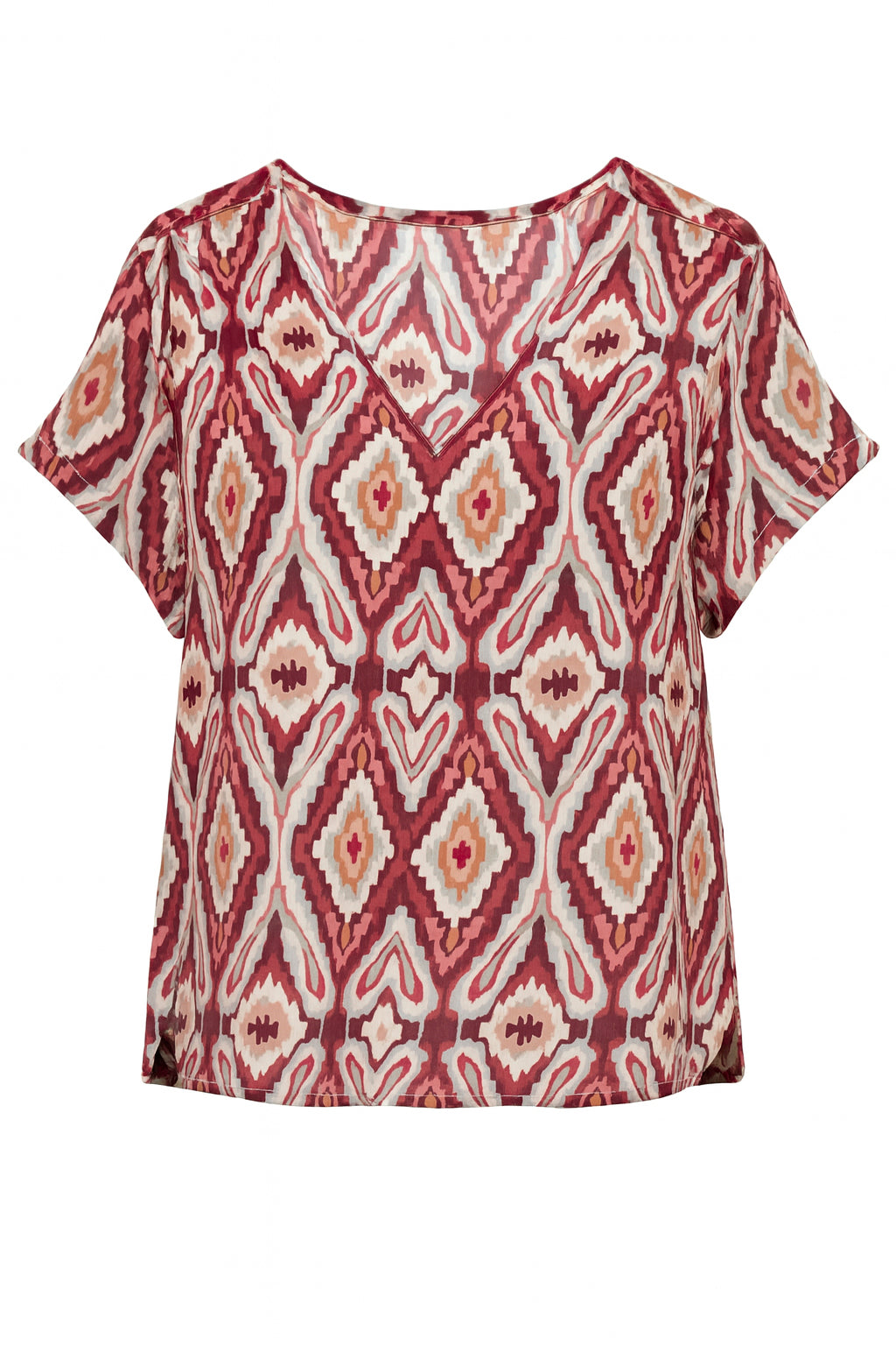 ONLY CARMAKOMA CARBELLY MIKASI SS V-NECK TOP AOP