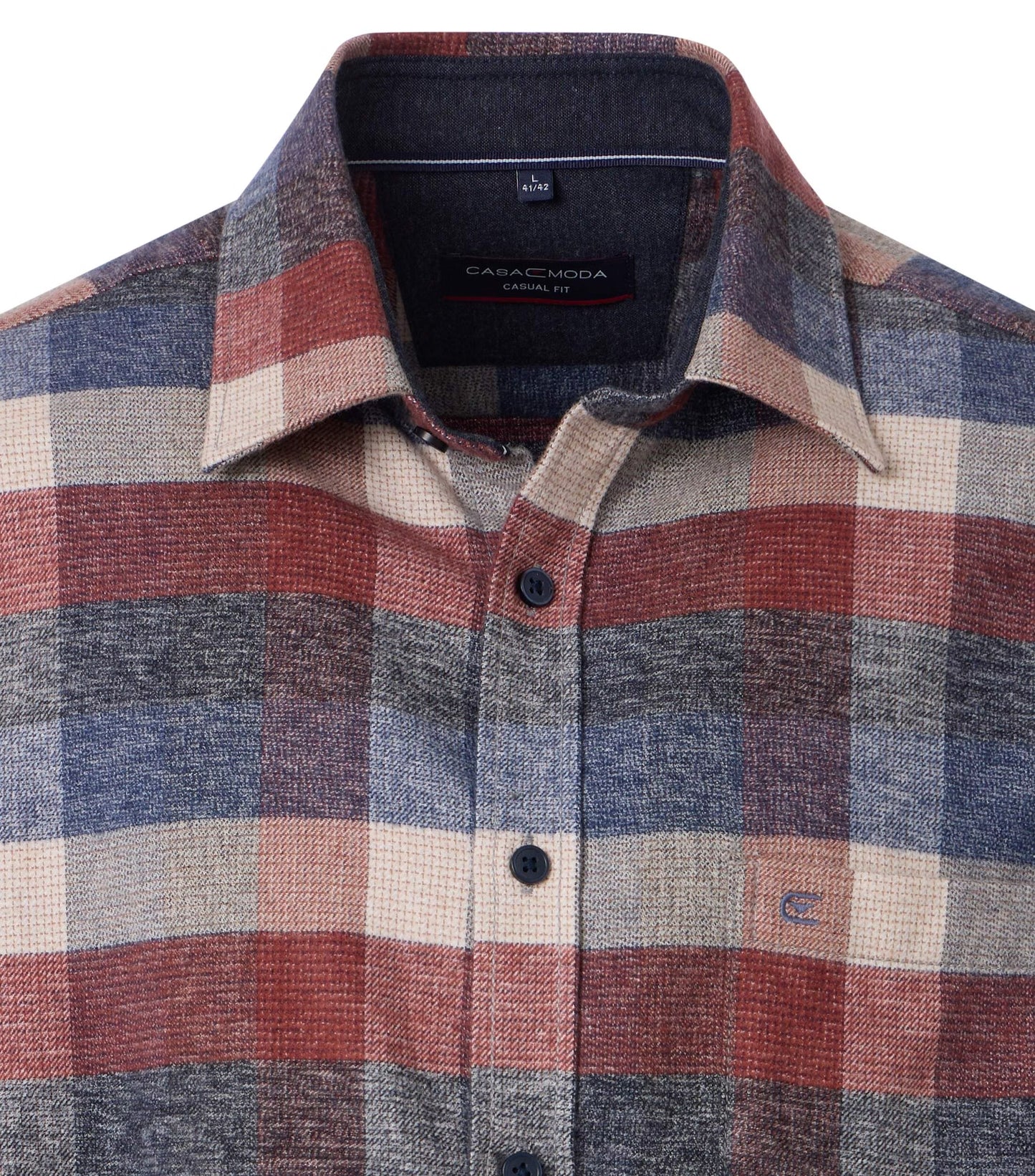 Casa Moda overhemd blok rood blauw