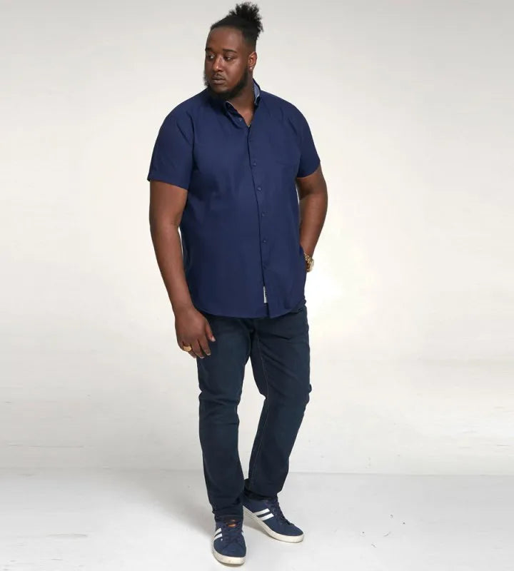DUKE 555 JAMES OVERHEMD KORTE MOUW BLAUW BIG SIZE