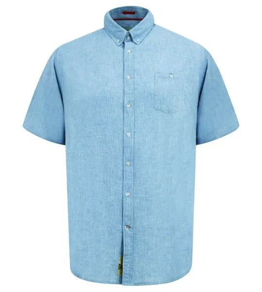 D555 Falmouth-1 Overhemd Blue Linnen-Mix Big Men Size