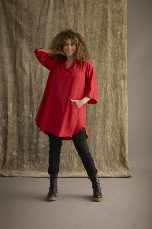 Zhenzi Orra 935-Tunic 3/4 Tango Red
