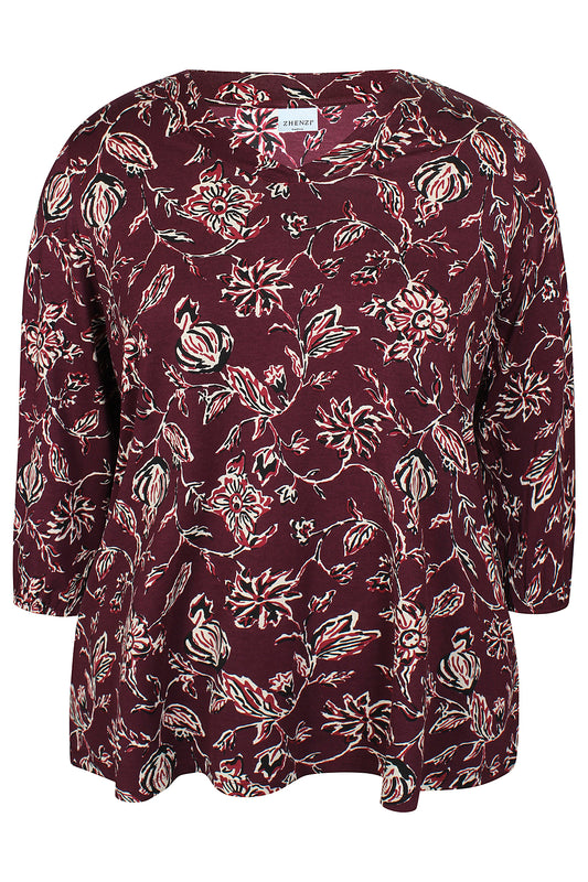 Zhenzi Zh-Sylva 1016-Blouse 3/4 Maroon