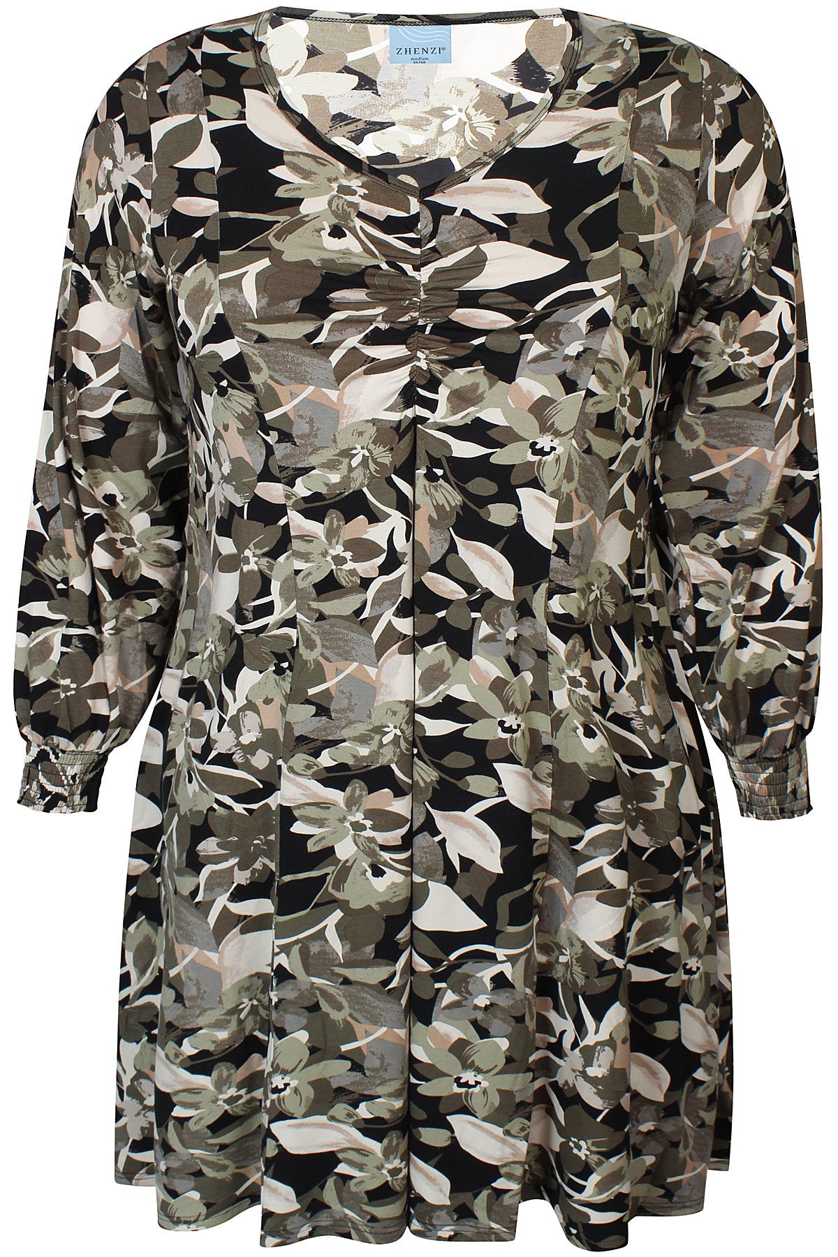 Zhenzi Zh-Saki 1026-Dress L/S Stone green