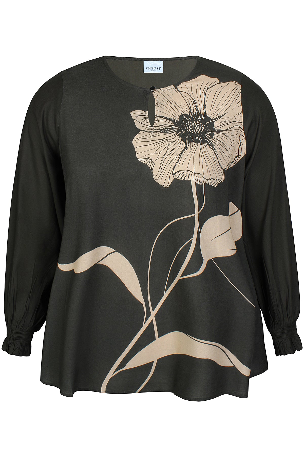 Zhenzi Zh-Siba 1048-Blouse L/S Stone green