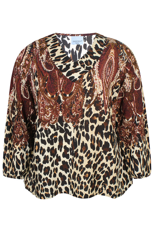 Zhenzi Zh-Siff 1049-Blouse L/S Maroon