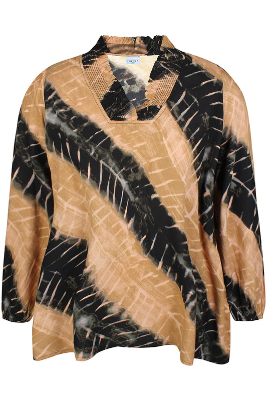 Zhenzi Zh-Silk 1054-Blouse L/S Dark Sand