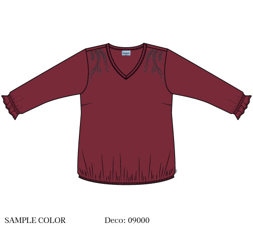 Zhenzi Zh-Vada 1125-Blouse 3/4 Burgundy red
