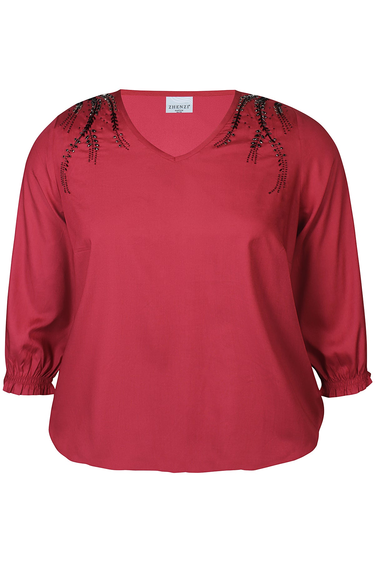 Zhenzi Zh-Vada 1125-Blouse 3/4 Burgundy red