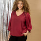 Zhenzi Zh-Vada 1125-Blouse 3/4 Burgundy red