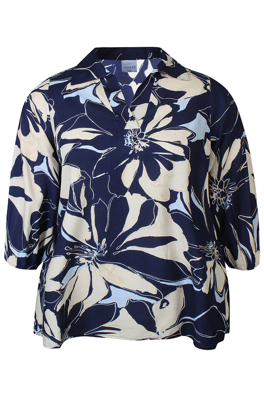 Zhenzi -Amaya 1195-Blouse 3/4 Navy