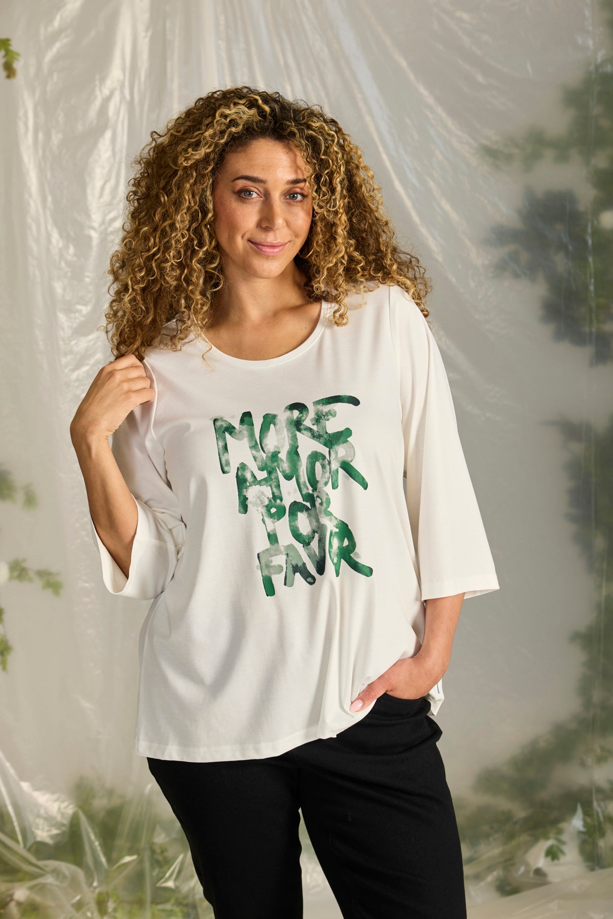 Zhenzi -Annie 1221-T-Shirt 3/4 Off white