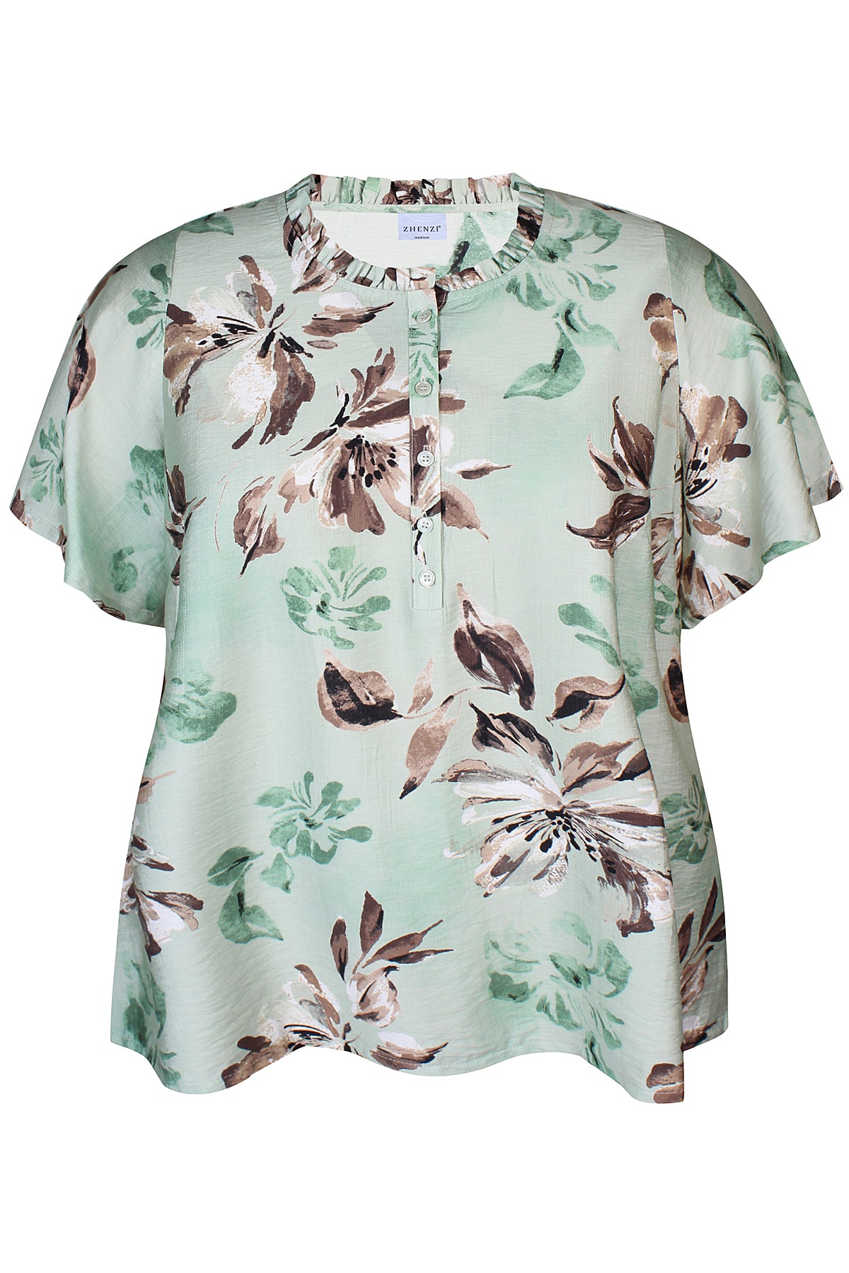 Zhenzi -Freya 1301-Blouse S/S Cactus green
