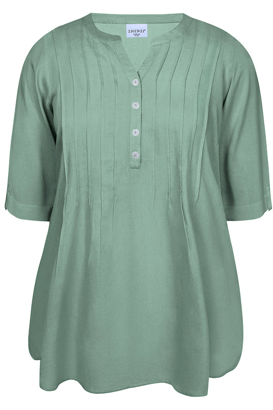 Zhenzi -Hyla 1304-Tunic 3/4 Cactus green