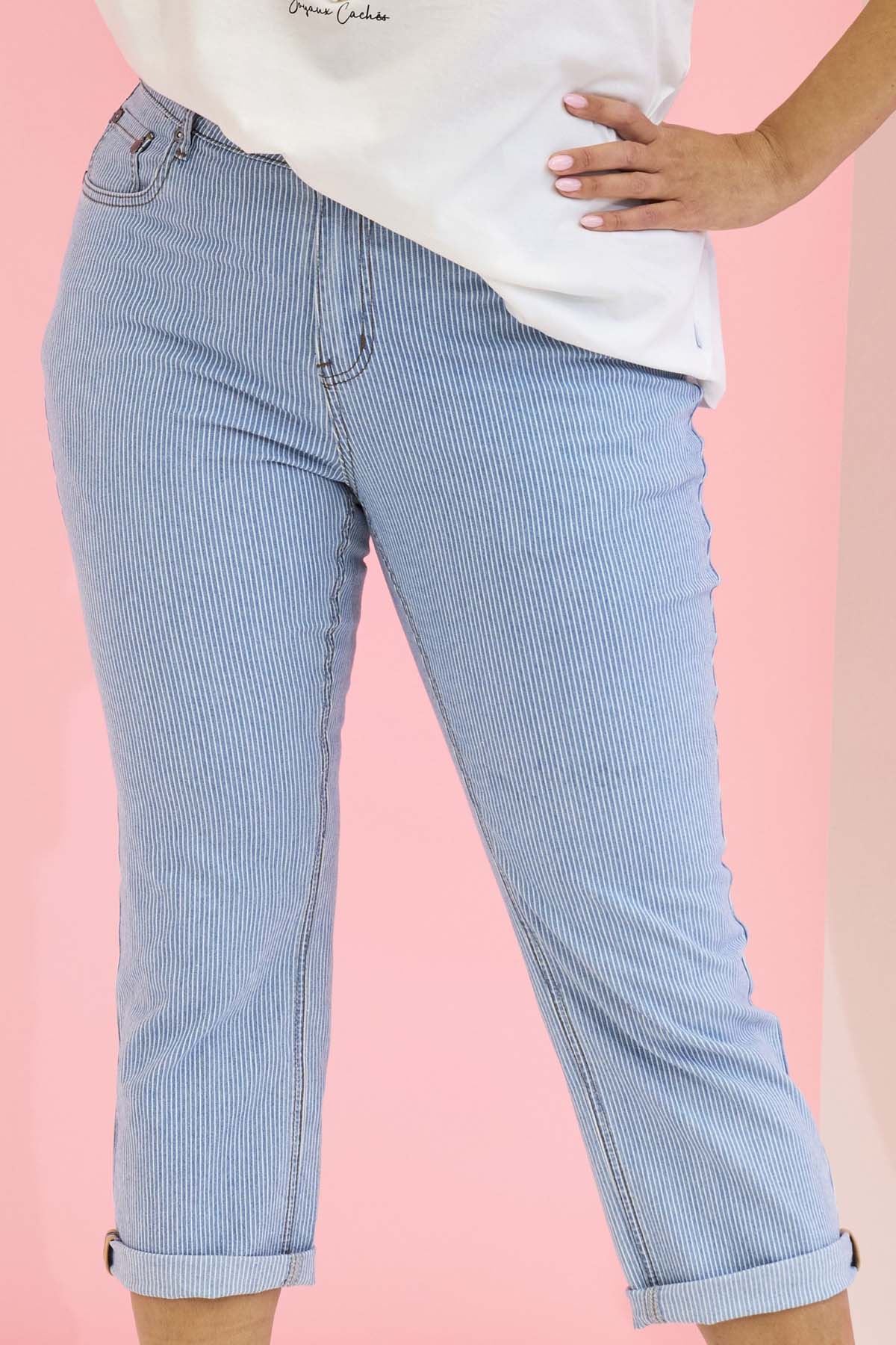 Zhenzi -Salsa 161-Salsa Fit Pants Pintstripe Light