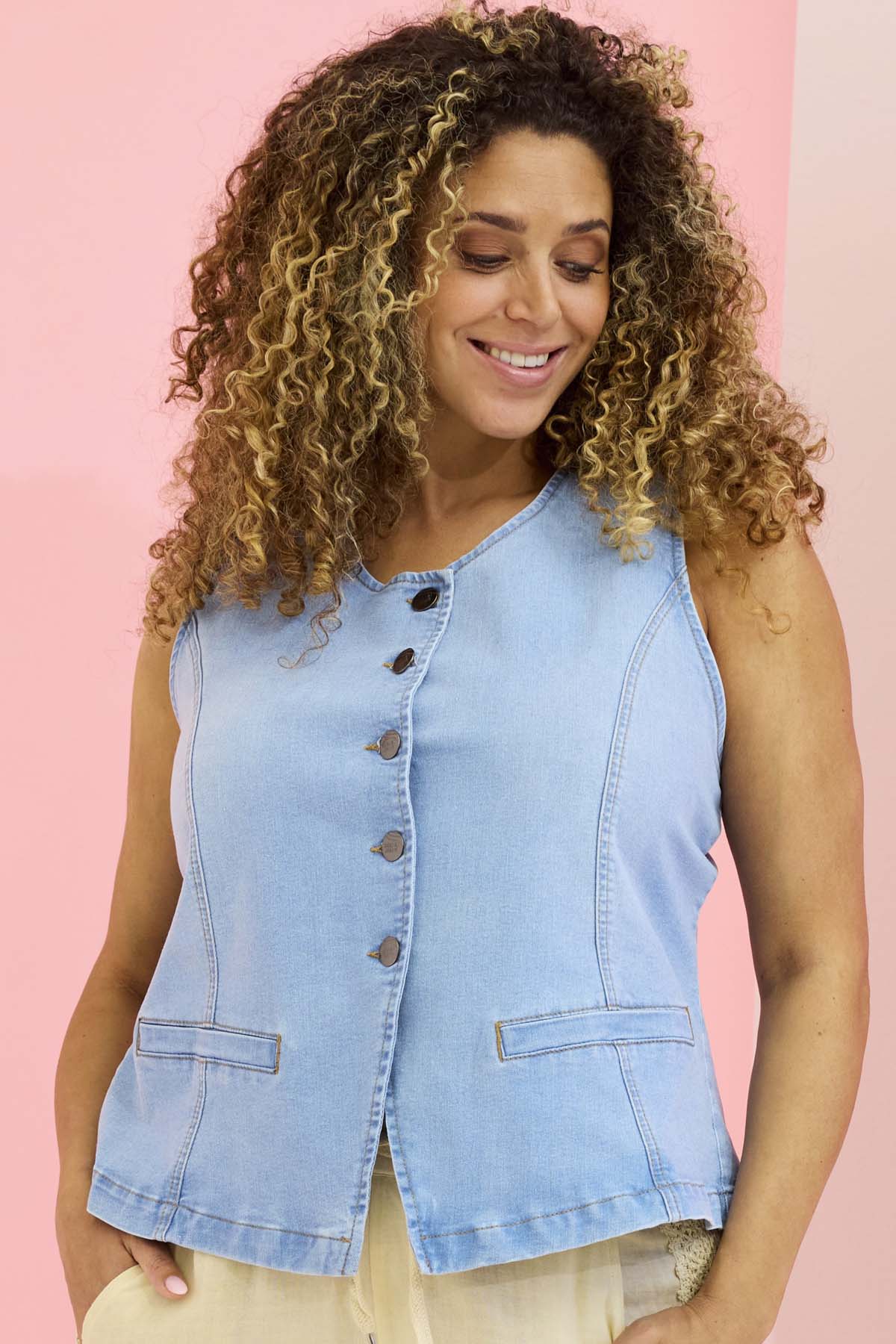 Zhenzi -Joana 1396-Waistcoat Angelite denim