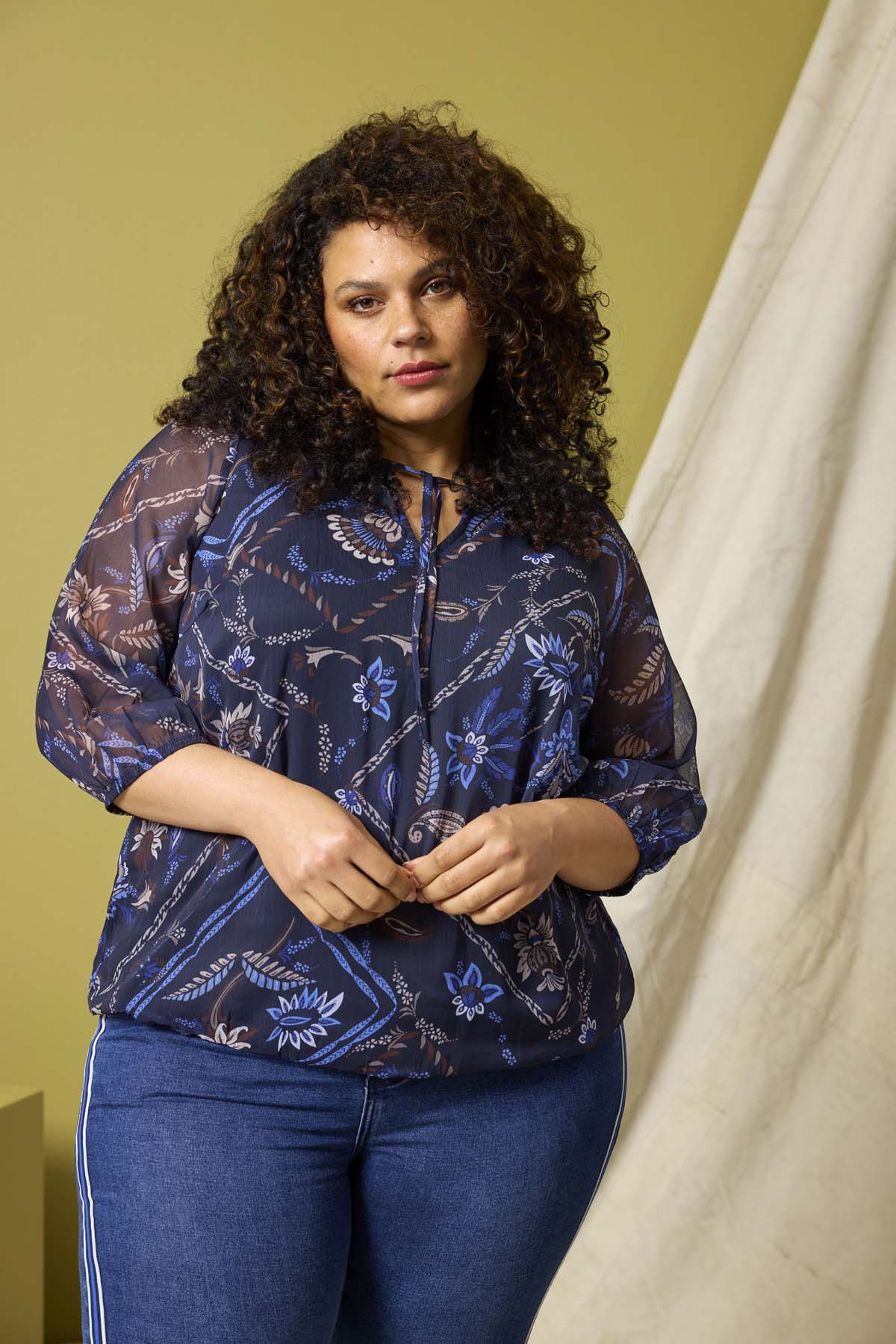 Zh-Keara 1446-Blouse L/S Navy