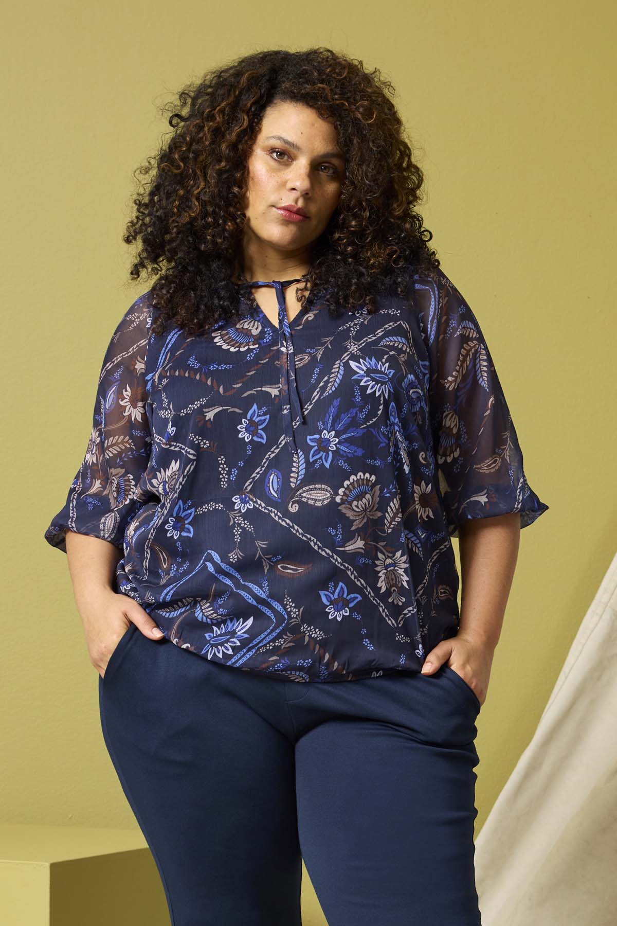 Zh-Keara 1446-Blouse L/S Navy