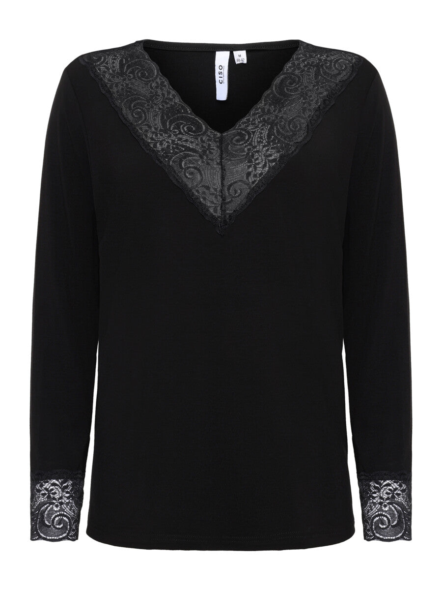 Ciso t-shirt zwart details kant