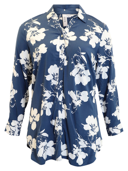 Ciso blouse blauw-wit bloem