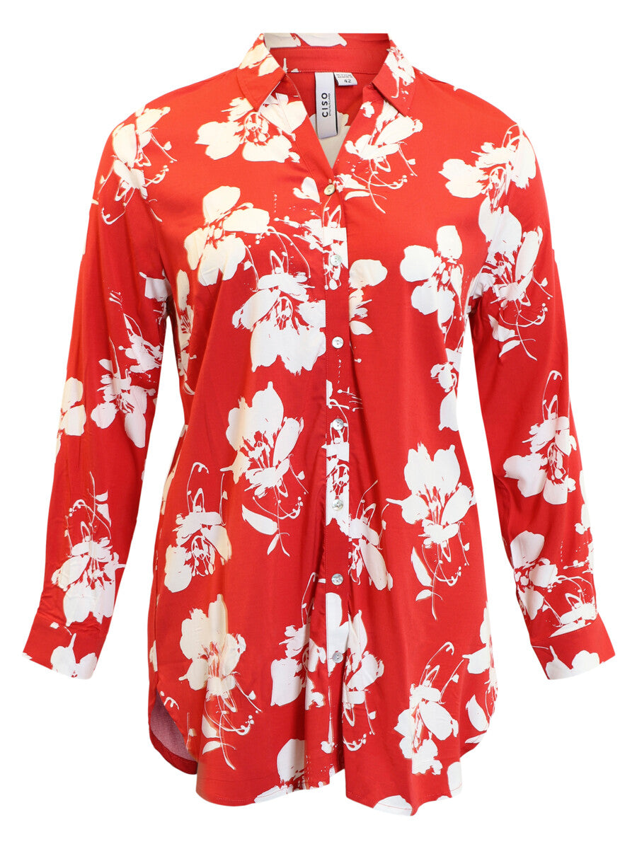 Ciso blouse rood-wit bloem