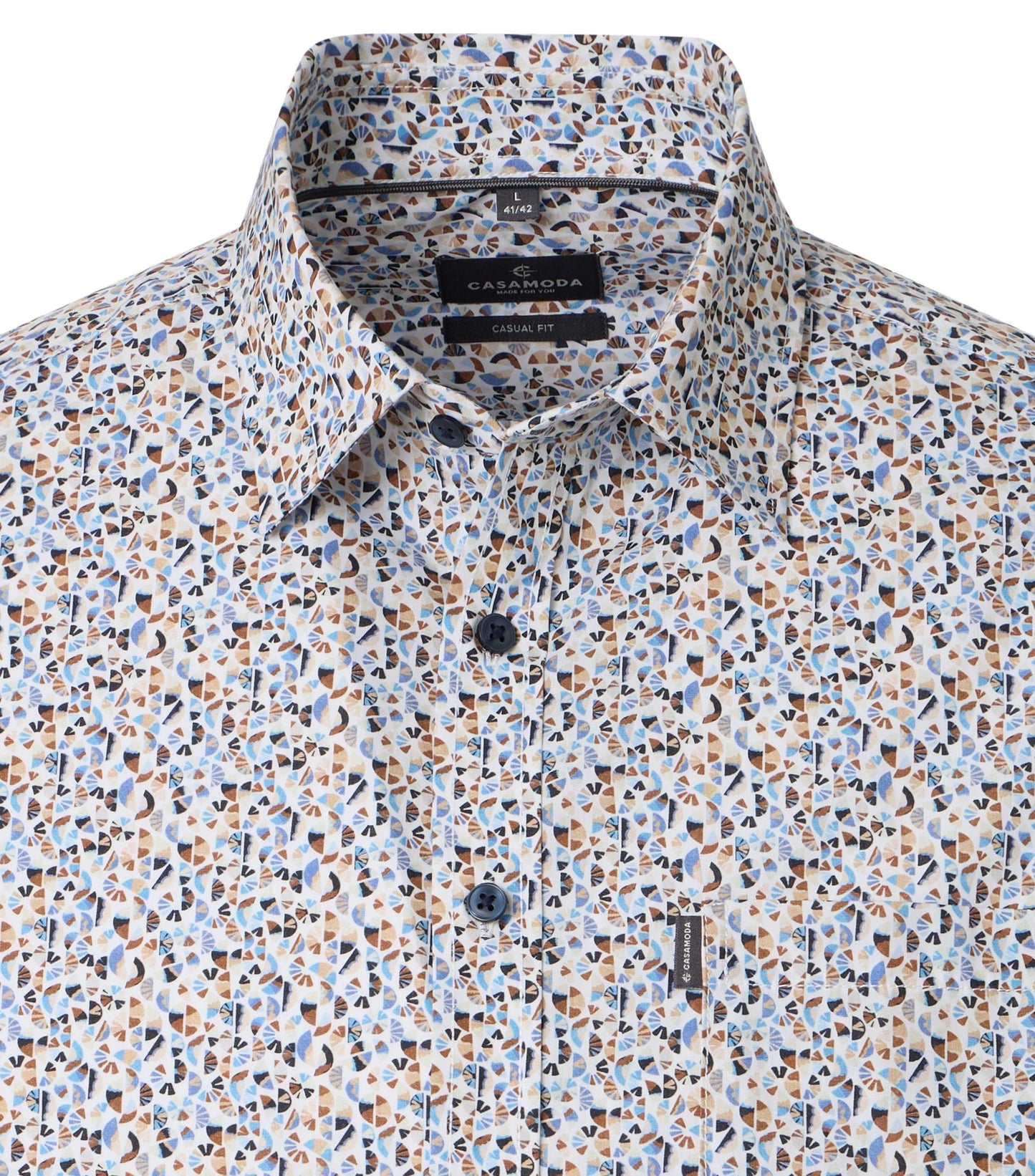 Casa Moda Kent Casual Fit overhemd beige print