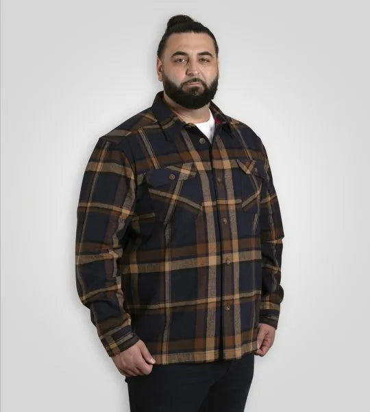 DUKE 555 ALDERSHOT TAN & NAVY HEAVY SHACKET OVERSHIRT BIG SIZE