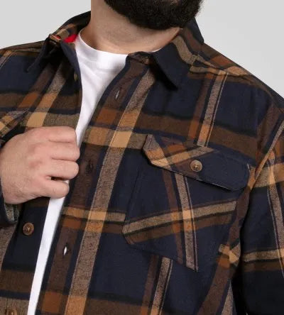 DUKE 555 ALDERSHOT TAN & NAVY HEAVY SHACKET OVERSHIRT BIG SIZE
