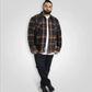 DUKE 555 ALDERSHOT TAN & NAVY HEAVY SHACKET OVERSHIRT BIG SIZE
