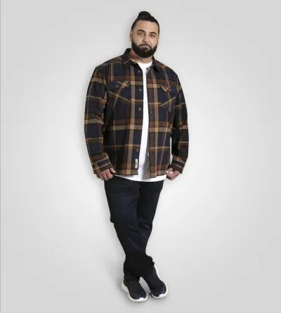 DUKE 555 ALDERSHOT TAN & NAVY HEAVY SHACKET OVERSHIRT BIG SIZE